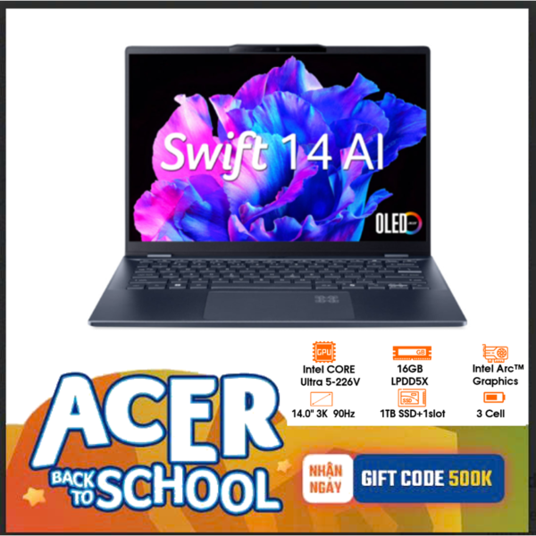 Laptop Acer Swift 14 AI SF14-51-53P9 - xanh - 14