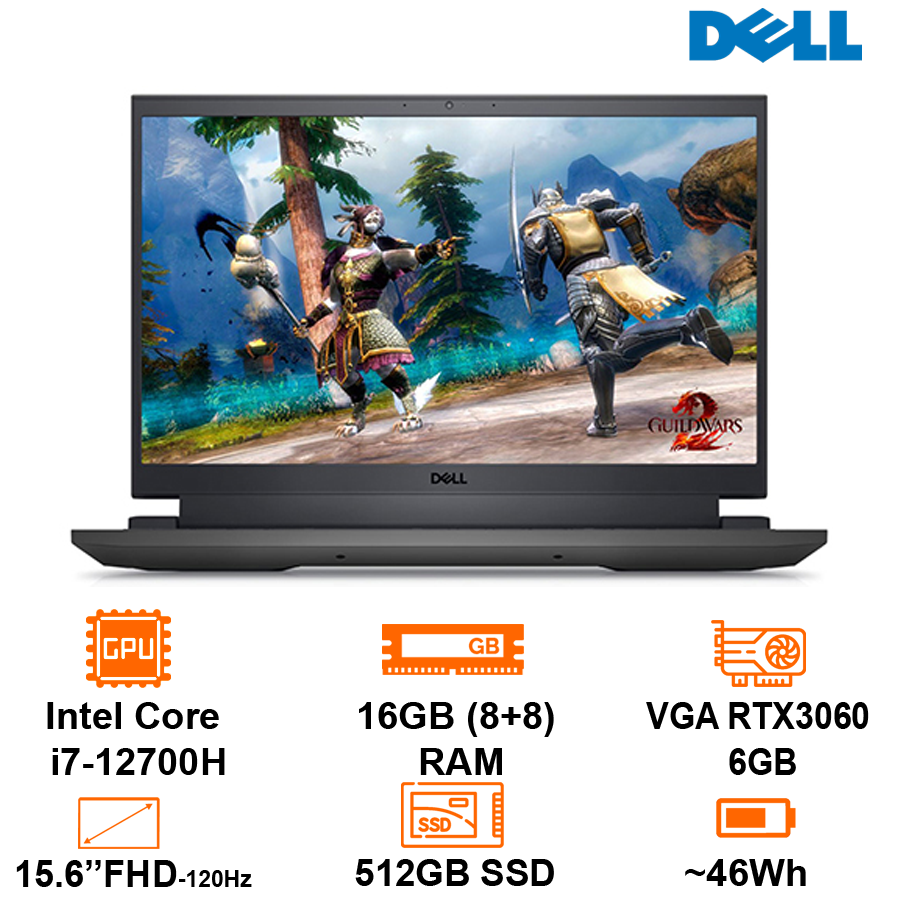 Laptop Dell G15 Gaming - Grey - 15.6 FHD 120Hz; I7-12700H; 16GB(8+8);512GB SSD; VGA RTX3060 6GB; WF6 +BT5.2; Polyc; LedKB RGB; Win11H+ Office HS21; 1Y IH (71000334)