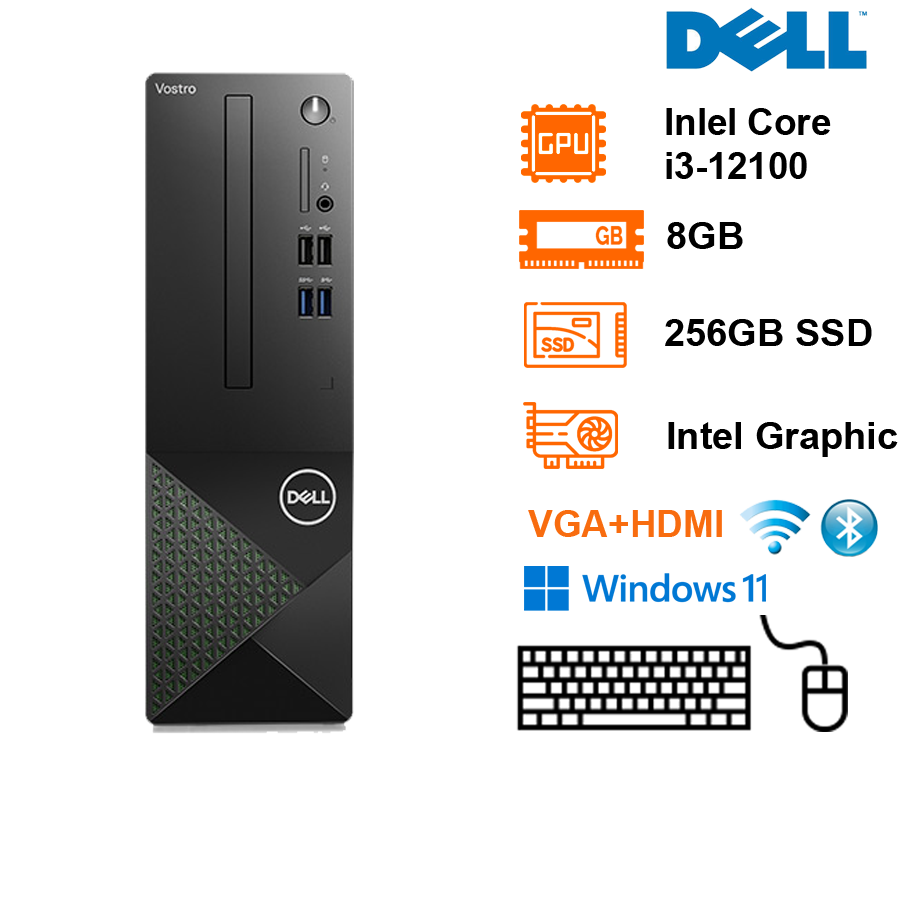 PC Dell Vostro 3710(7.8L) Intel Core I3-12100;8GB;256GBSSD;WF+BT5;K&M;Win11H+Office HS21; 1Y Pro IH(STI34010W1-8G-256G)