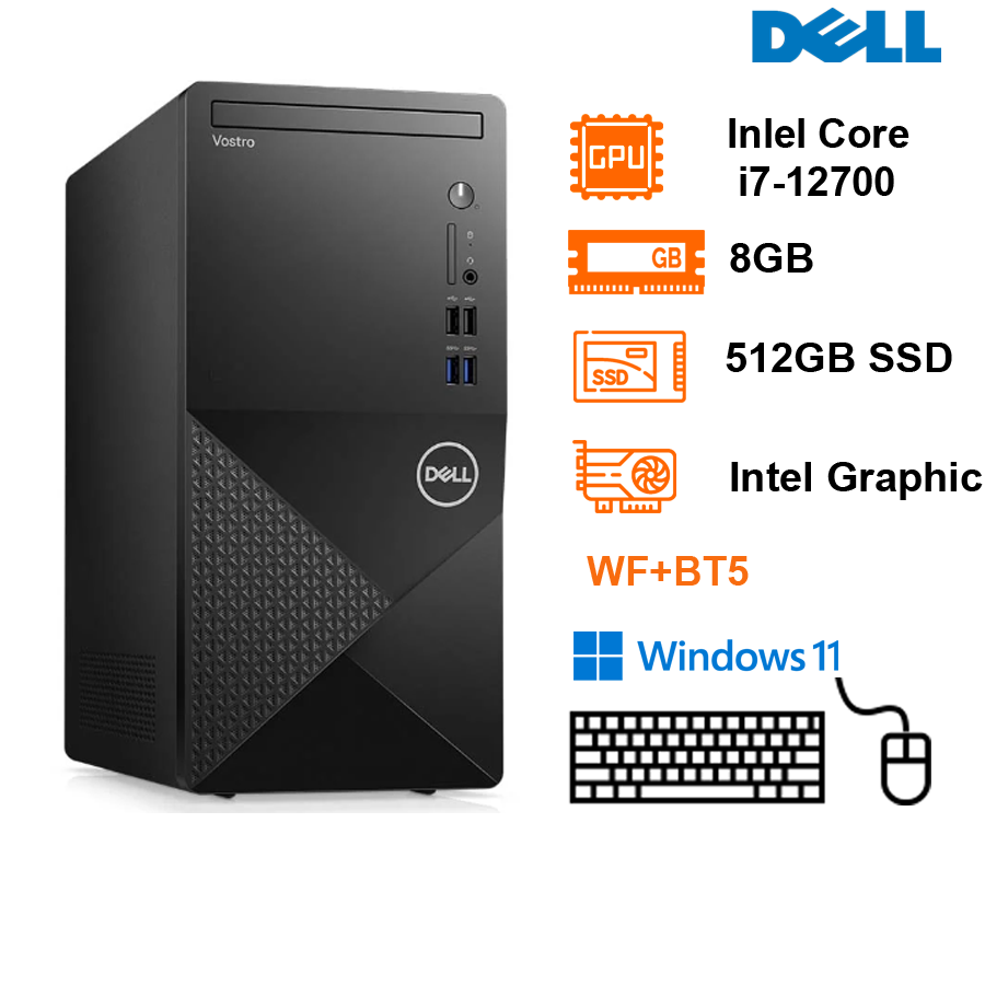 PC Dell Vostro 3910(14.6L) Intel Core i7-12700; 8GB; 512GB SSD; WF+BT5;K&M;Win11H+Office HS21; 1Y Pro IH (42VT3900001)