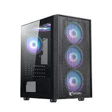 Vỏ case máy tính gaming Jetek Squid X4 - 375 x 215 x 425mm, màu đen, kèm 3 fan