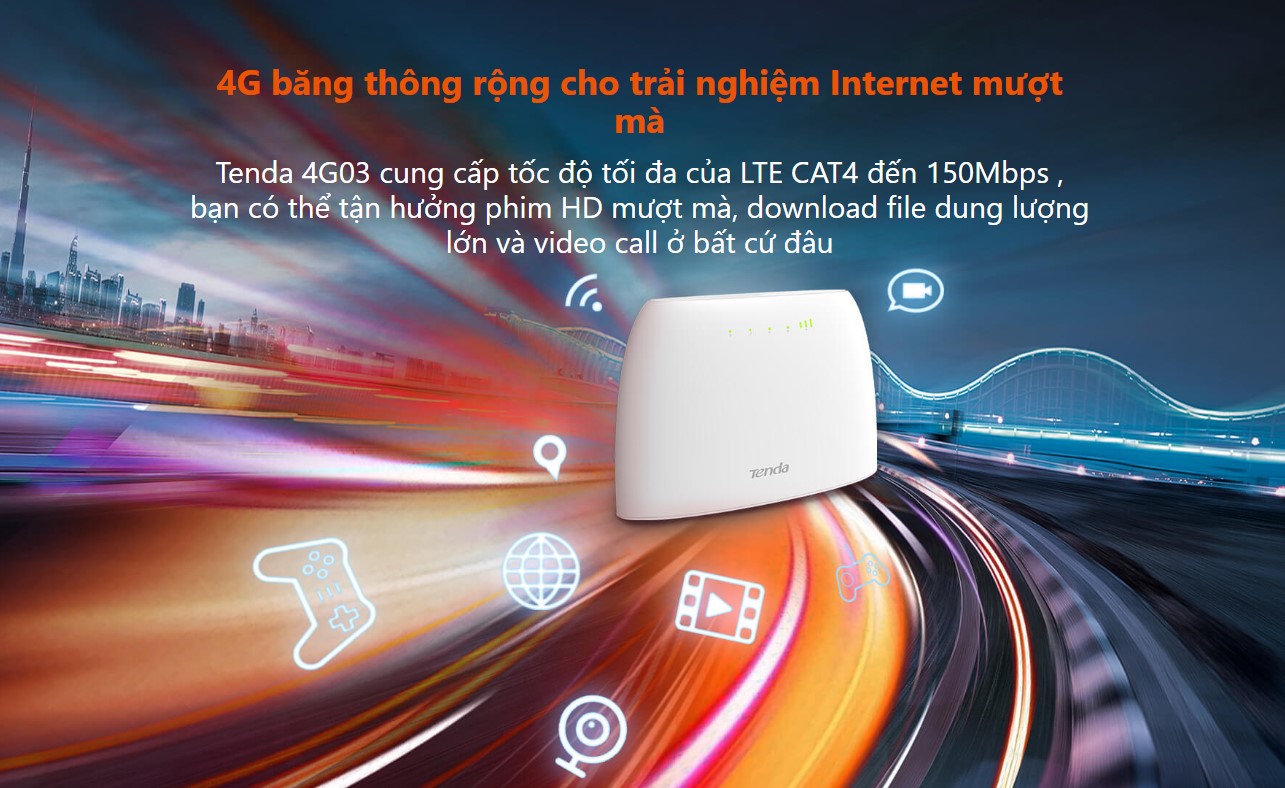 Bộ phát WiFi 3G/4G Tenda 4G03 - 150Mbs, Hỗ trợ 32 User  - Ảnh 3