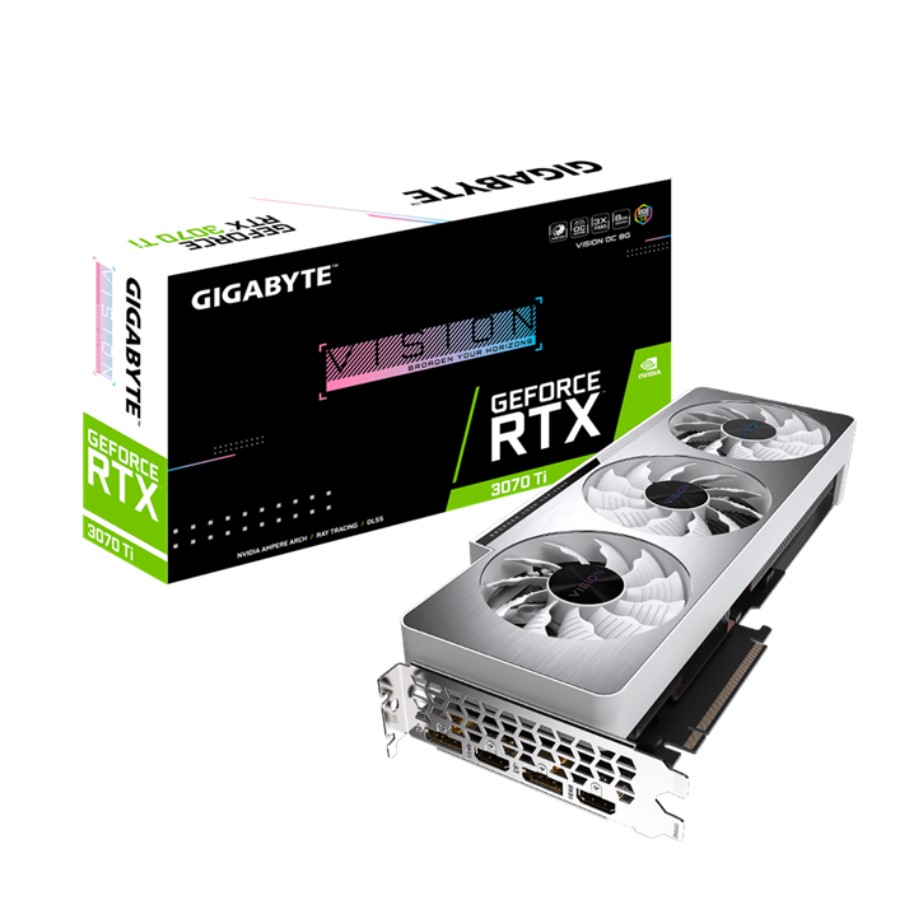 VGA Gigabyte GV-N307TVISIONOC-8GD – Nvidia Geforce RTX 3070Ti/8GB/GDDR6X 256bit/Cuda Core 6144/MC 19000Mhz/HDMI*2/DP*2