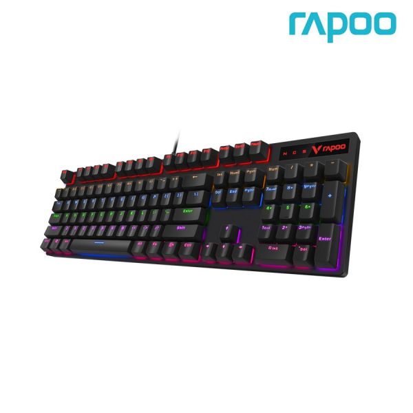 Bàn phím cơ Gaming Rapoo không dây V500PRO MULTI MODE - màu đen,BROWNSWICH-LED, 104 phím, Đa Sắc 7 màu Với 6 Chế Độ Hiệu Ứng Ánh Sáng , BT5.1/ USB 2.0/24.GHz , 4000mAh , Sạc: USB Type-C-11887